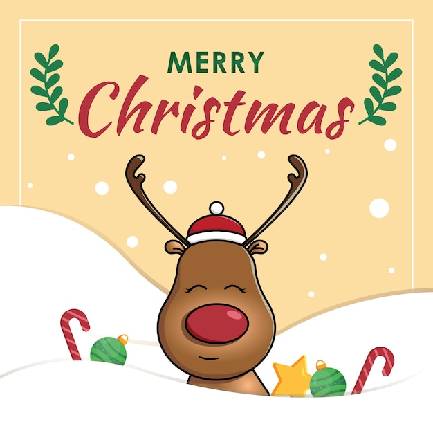 Christmas Poster with reindeer vector