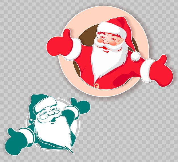 Vector christmas project with santa claus green and red hues hands apart design element