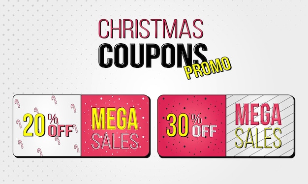 Christmas promotional coupons. Modern and minimalist design