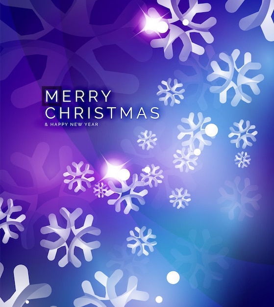 Christmas purple abstract background with white transparent snowflakes