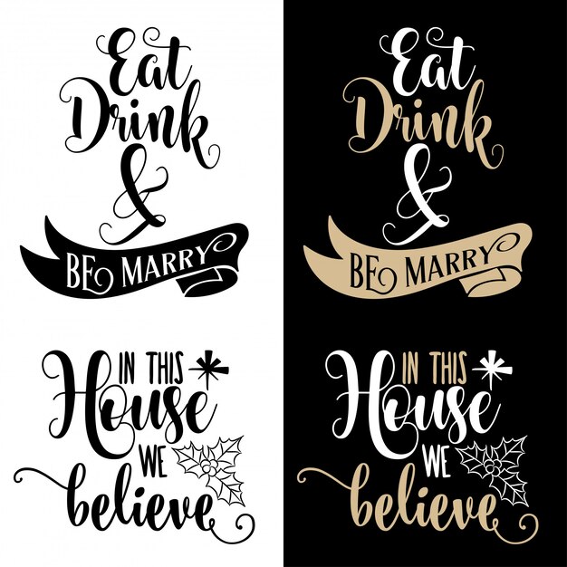 Vector christmas quotes collection