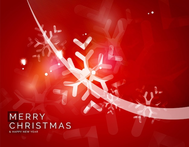 Christmas red abstract background with white transparent snowflakes