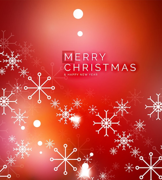 Christmas red abstract background with white transparent snowflakes