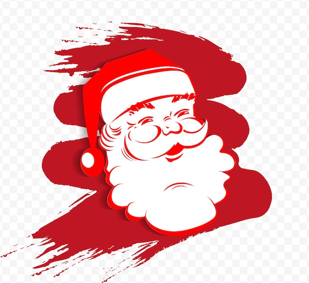 Vector christmas red composition with santa claus face silhouette design element