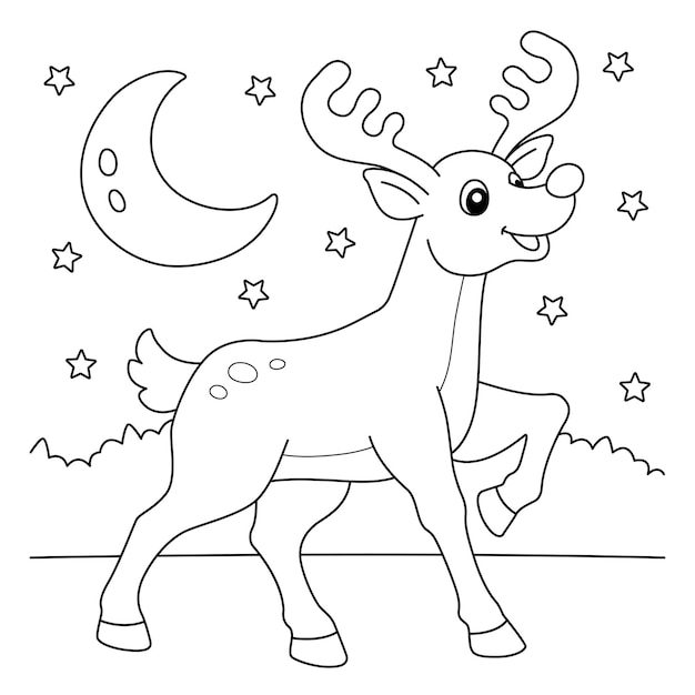 Christmas Reindeer Coloring Page for Kids