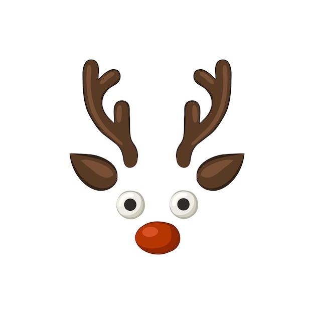 Christmas reindeer. Funny cartoon icon. Isolated object on white background