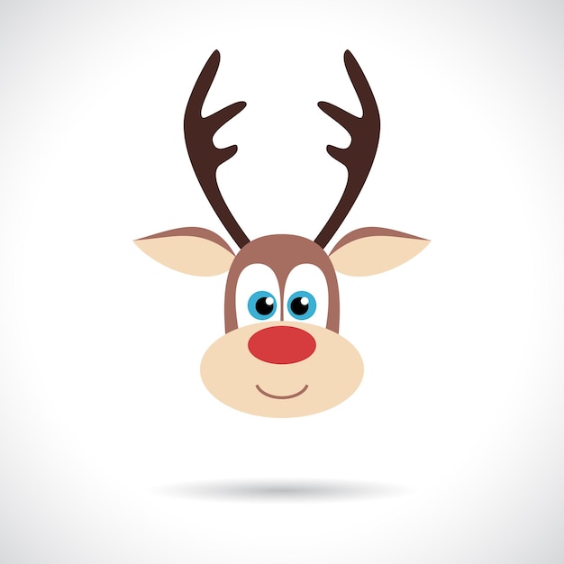 Christmas Reindeer icon. Infographic symbol with shadow. Festive style graphic design element. Flat style web button. Traditional celebration concept.