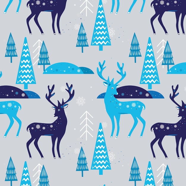 Christmas reindeer Seamless pattern