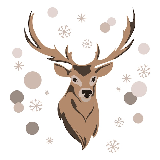 Christmas reindeer with balls and snowballs abstract art,design with reindeer head,vector