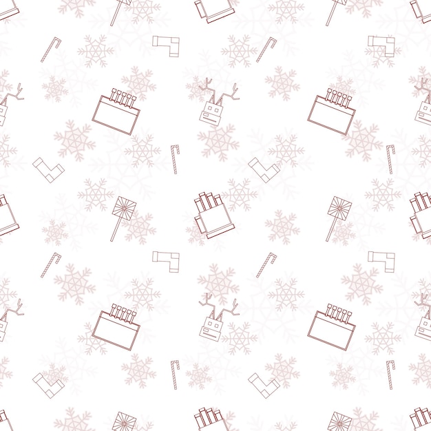 Christmas repeat pattern created with Christmas object outline shapes Seamless Christmas pattern