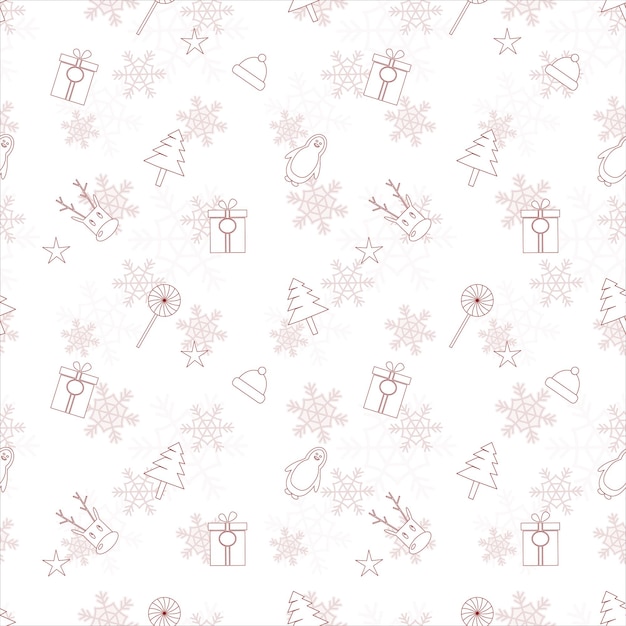 Christmas repeat pattern created with Christmas object outline shapes Seamless Christmas pattern