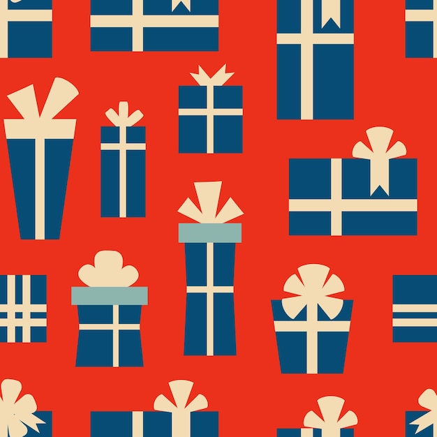 Christmas retro pattern with gift boxes