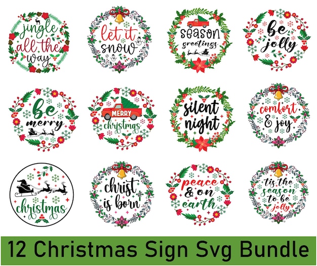 Vector christmas round sign svg design file