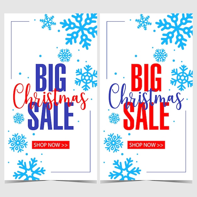 Christmas sale banner with snowflakes for December sale and discount shopping season.