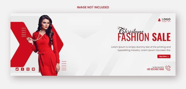 Christmas sale and discount facebook cover design template and web banner