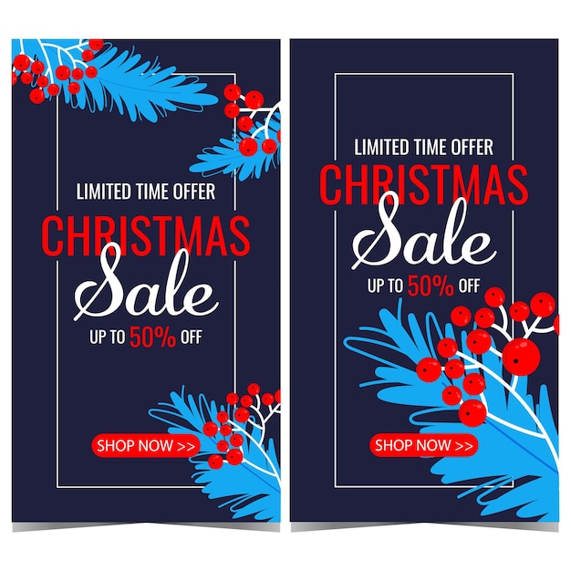 Christmas sale and discount poster design template.