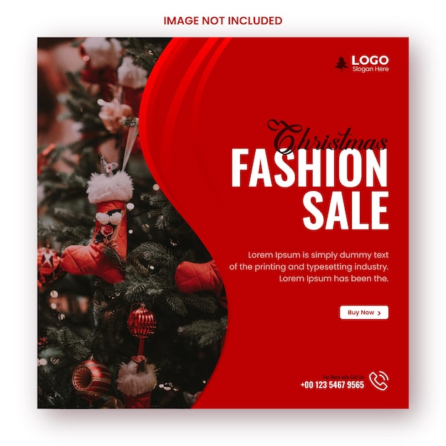 Christmas sale and discount social media post design template and web banner