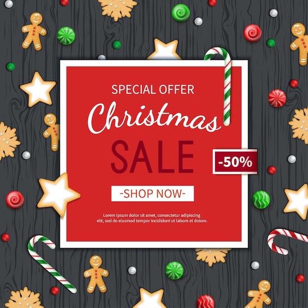 Christmas Sale Flyer Template Poster Card Label Background Banner Special seasonal offer