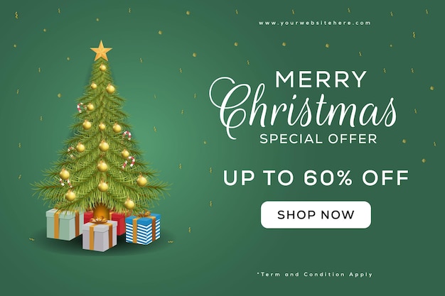 Christmas sale horizontal banner illustration design