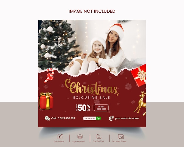 Christmas sale Instagram post and social media post banner template