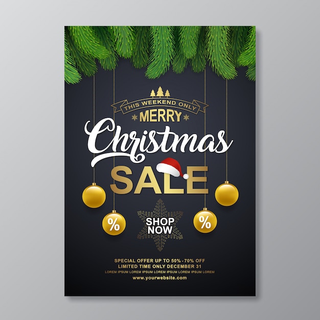 Christmas sale poster design template