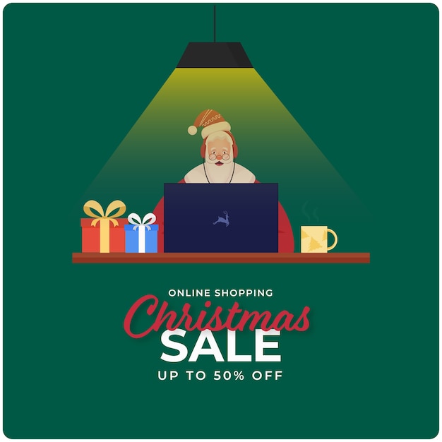 Christmas Sale Poster Design With Discount Offer