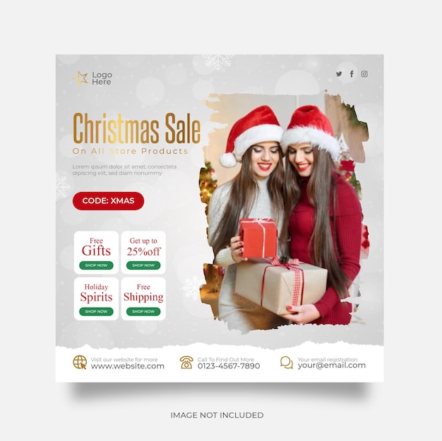 Christmas sale social media post web banner