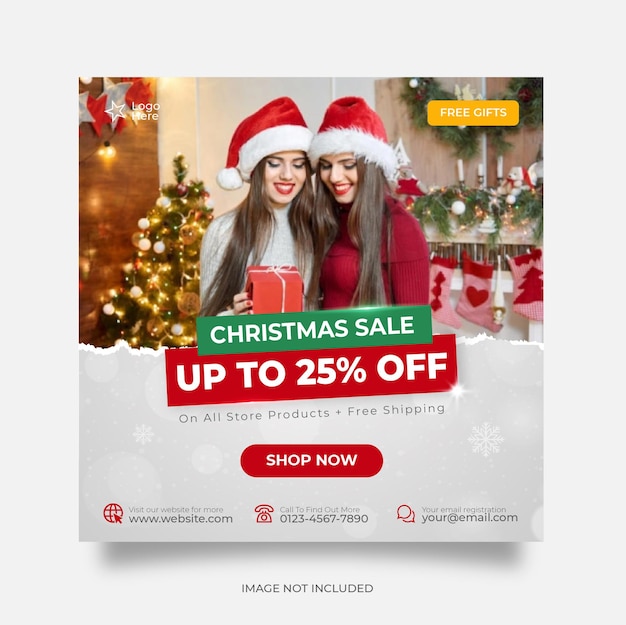 Christmas sale social media post web banner