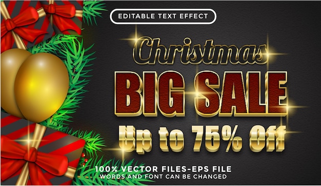 Christmas Sale text. editable text effect premium vectors