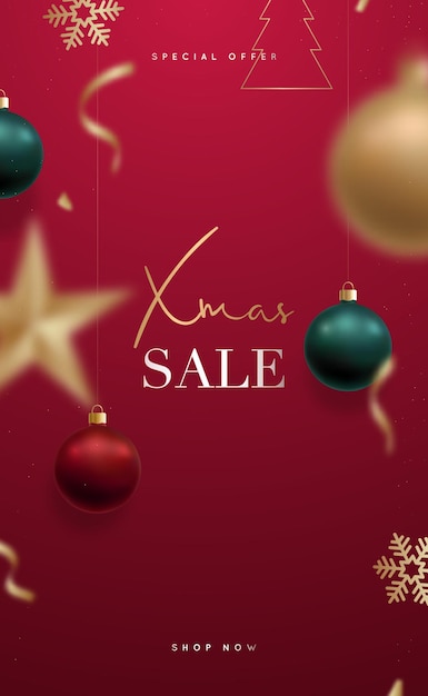 Christmas sale vertical banner Xmas design template