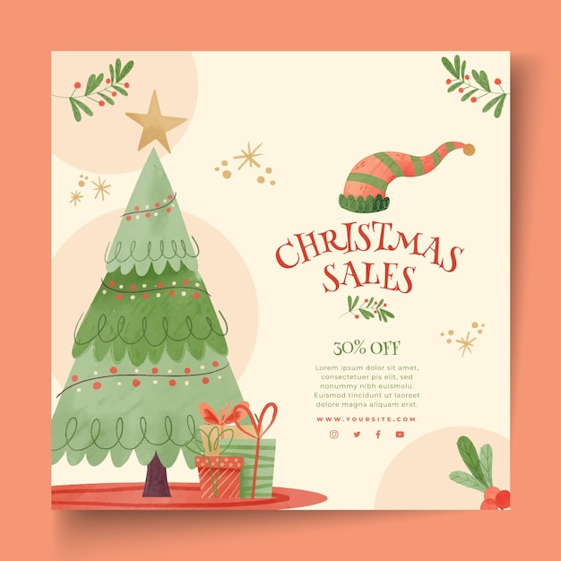 Christmas sales flyer square