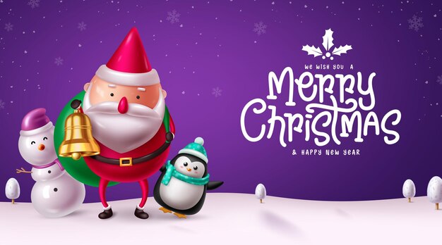 Christmas santa claus character vector banner design Merry christmas greeting text with santa claus