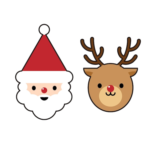 Christmas Santa Claus and the face of the deer character.