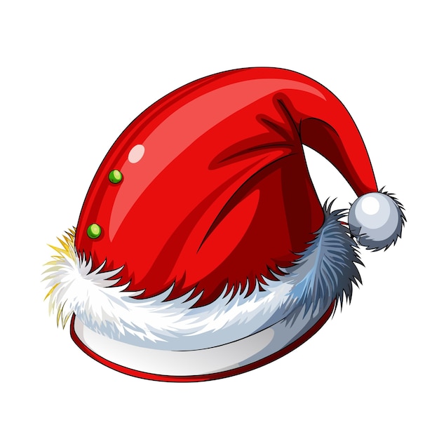 Christmas Santa Claus Hat With Fur on white background