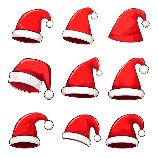 Vector christmas santa claus hats santa red hats