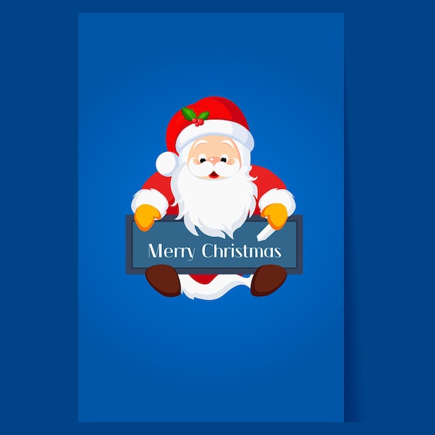 Christmas Santa Claus holding a Chalkboard. Vector Illustration