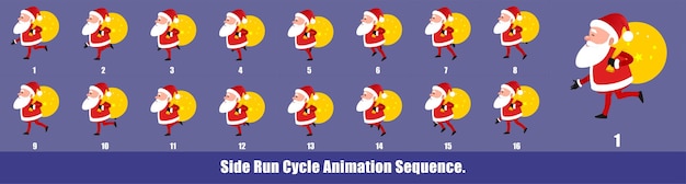 Christmas Santa Claus Run cycle Animation Aequence