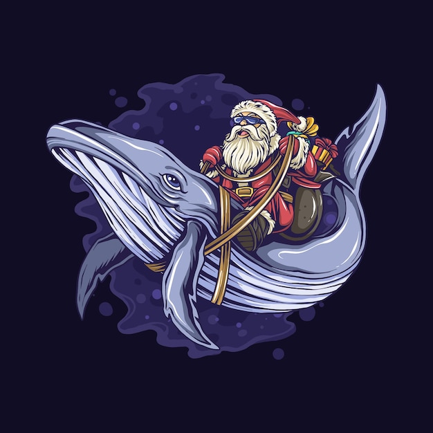 Christmas Santa Claus Sitting on a Whale