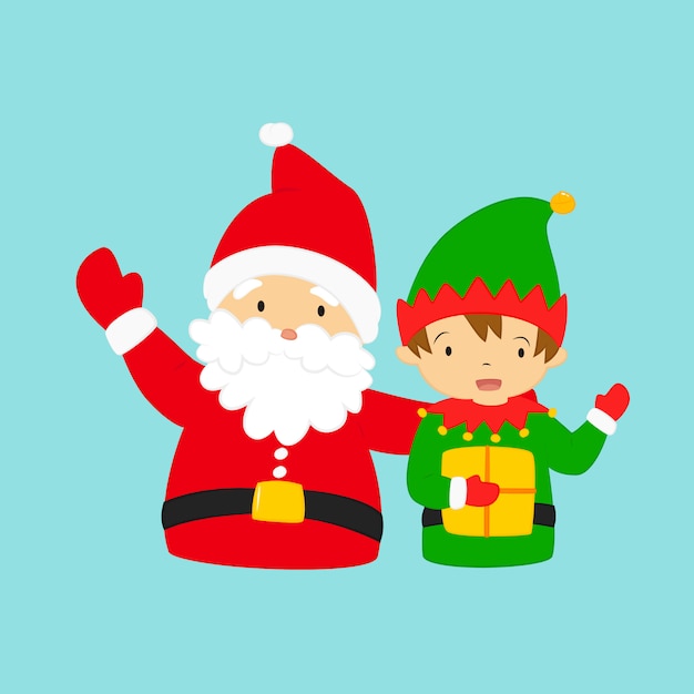 Christmas Santa and dwarf vector