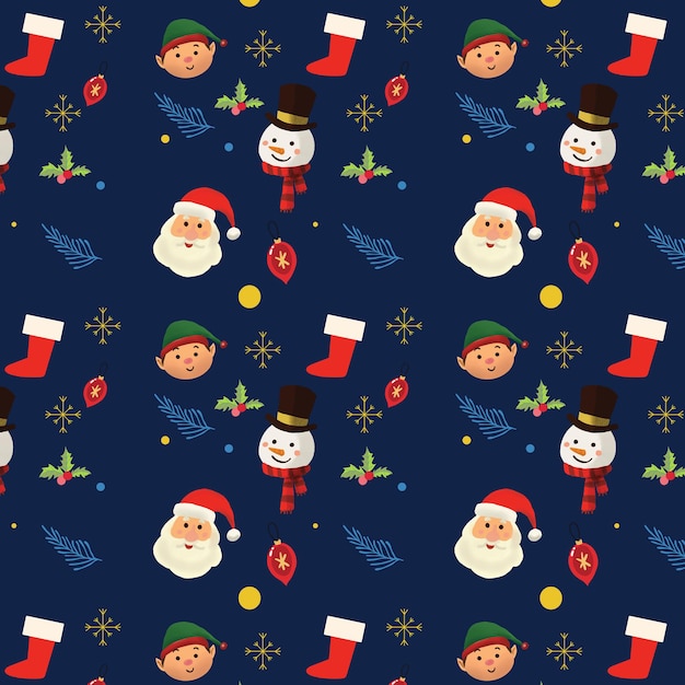 christmas santa hand drawn pattern