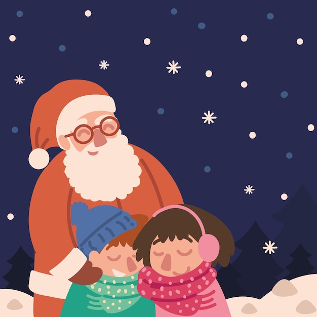 Christmas santa and kids