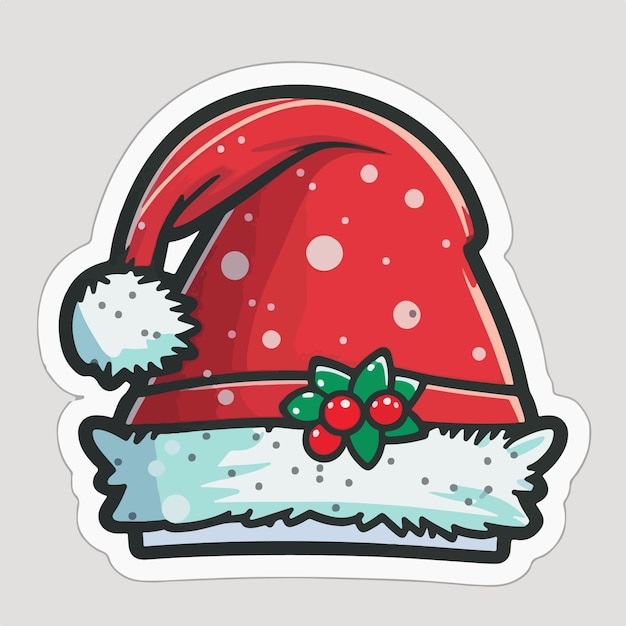 Christmas santa's hat cartoon sticker xmas hat full of toys Newyear collection