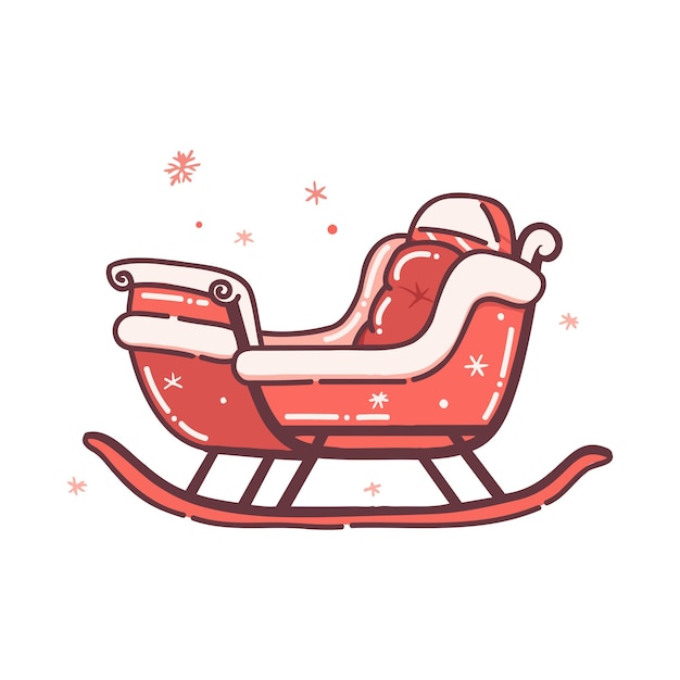 Christmas Santa sleigh in flat style isolated on background