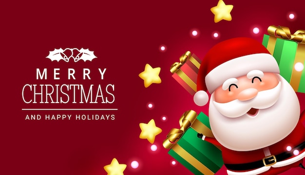 Christmas santa vector background design Merry christmas text in red space with santa claus