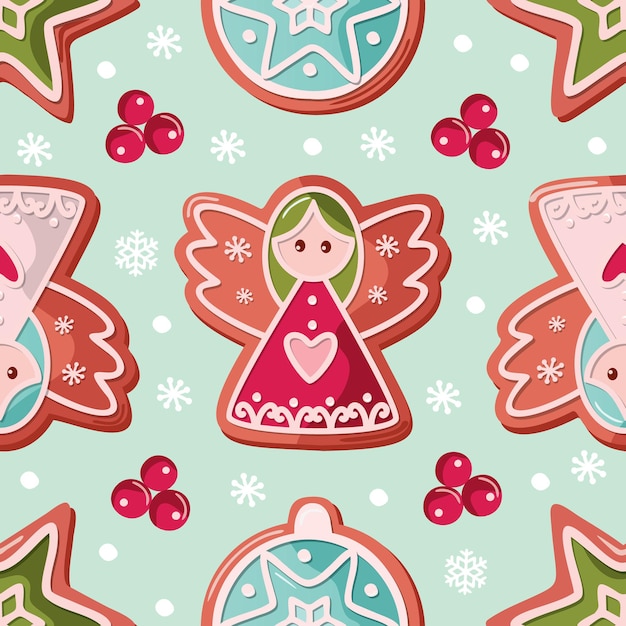 Christmas seamless background Gingerbread angel