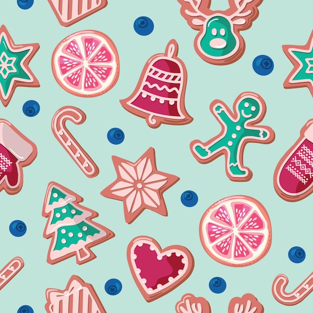 Christmas seamless background Gingerbread cookies