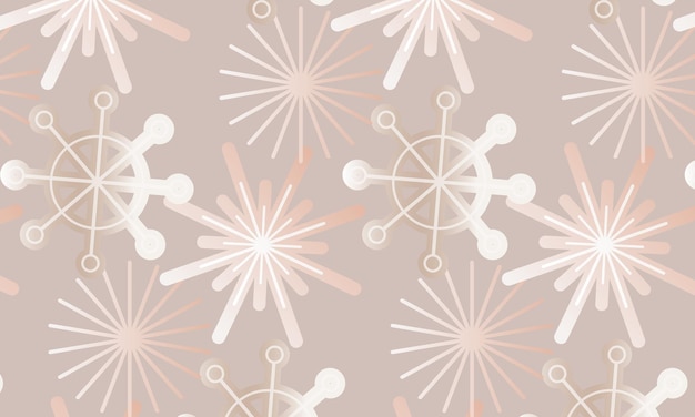 Christmas seamless beige pattern with big snowflakes and gradient. Minimalistic illustrations