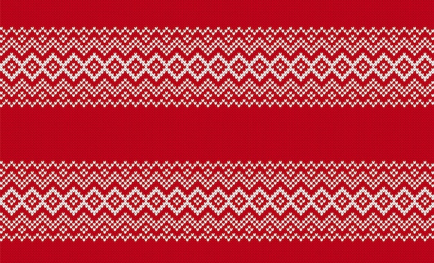 Christmas seamless border Red knitted geometrical pattern Xmas print Fair isle traditional ornament