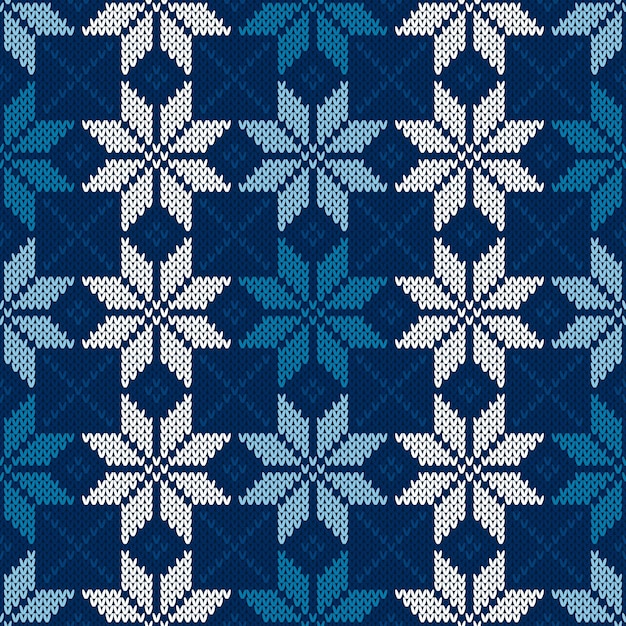 Christmas Seamless Knitted Pattern with Snowflakes