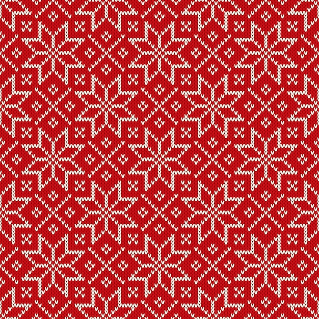 Christmas Seamless Knitted Pattern with Snowflakes